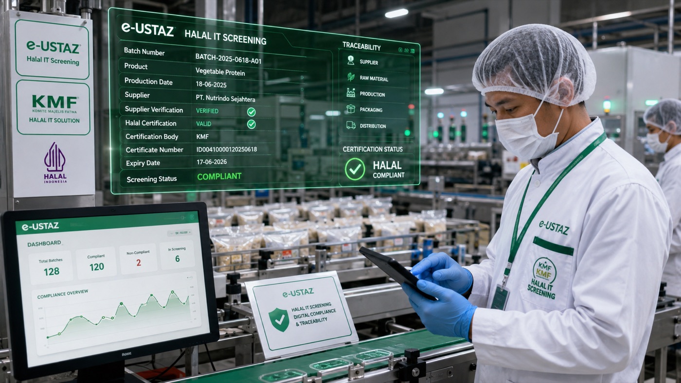 Production line traceability check with batch-level halal certification status