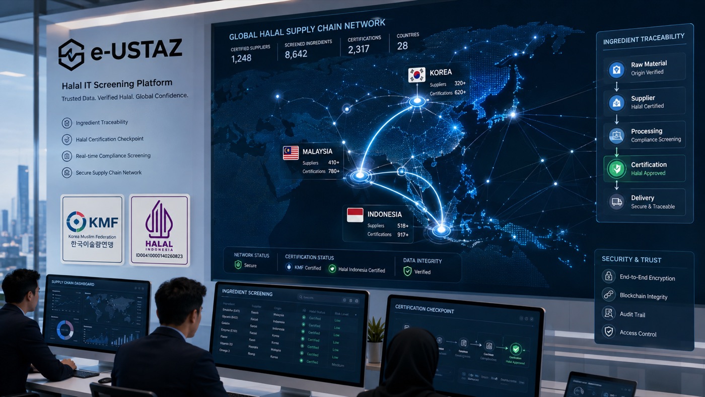 Global halal supply chain network monitoring across Korea, Malaysia and Indonesia